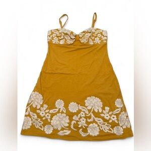 INC International Concepts Mustard and White embroidery dress